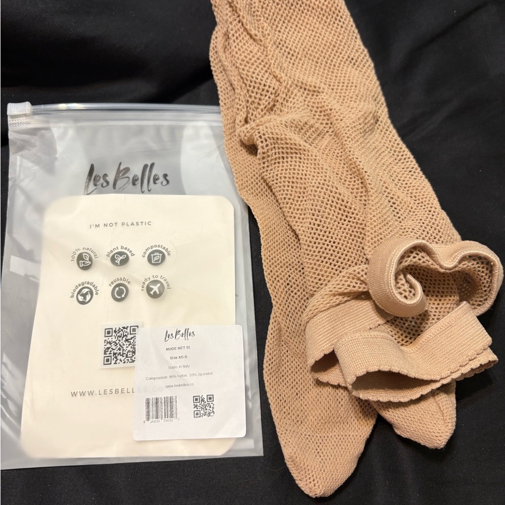 Les Belles Nude Fishnet Tights size S